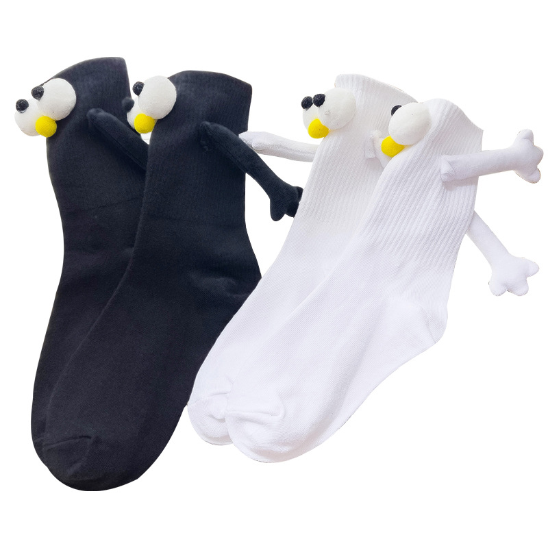 Couple Hand Socks Solid Color Mid-Calf Socks Popular Men and Women Sports Fashion Socks Three-Dimensional Cartoon Doll Cotton Socks Factory Wholesale