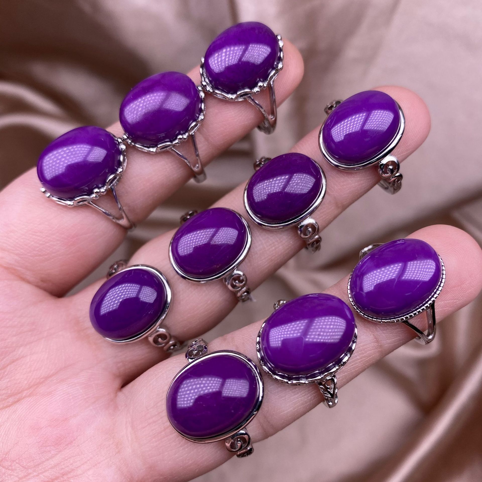 紫云母戒指戒面干净无杂品质好性价比高批发零售拉人气女款首饰