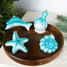 6ILY圣诞节装饰用品海洋动物系列吊饰玻璃彩绘挂饰圣诞树挂件场景