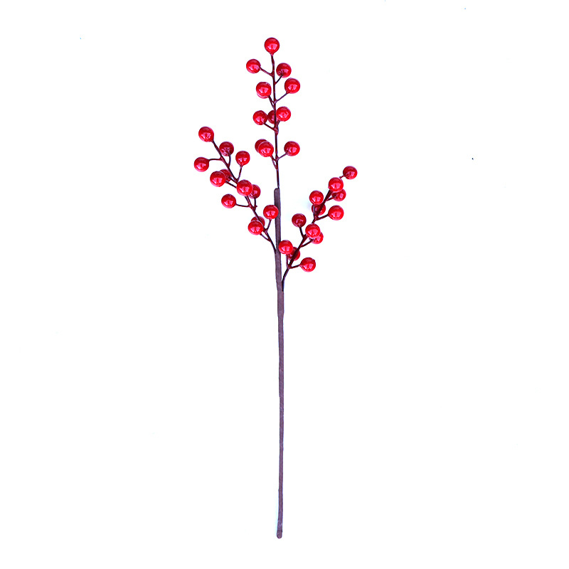 12 Fork Holly Chinese Hawthorn String Wholesale Foam Berry Branch Chinese Hawthorn String Simulation Fortune Fruit Home Christmas Fake Flower