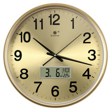 6B76金属盘电波钟自动对时钟表挂钟客厅时钟欧式新中式钟挂墙上石