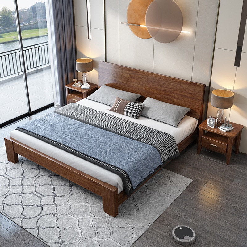 8米 新中式胡桃木实木床