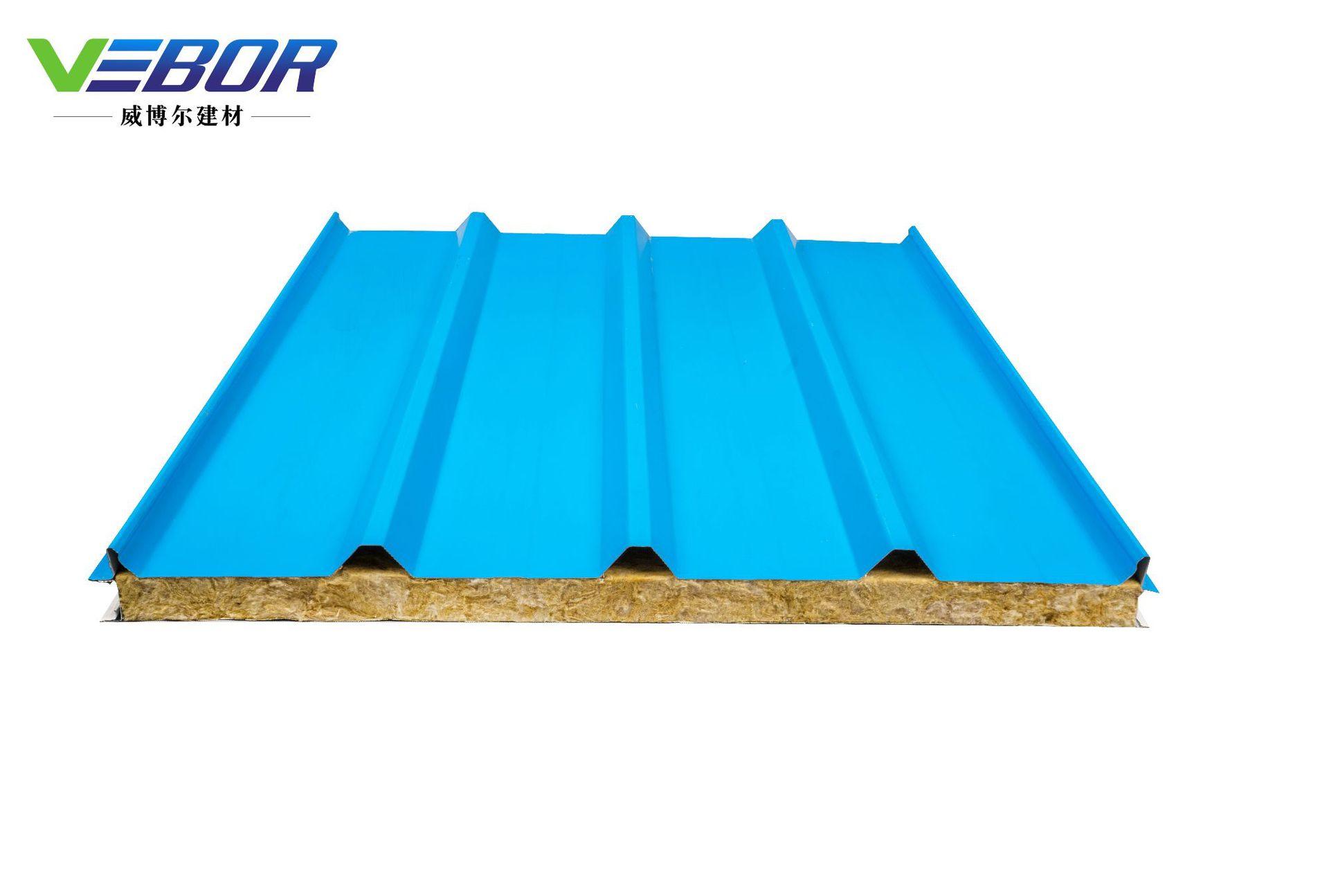 隔热防噪音耐高温彩钢岩棉瓦夹芯瓦 屋面大坑瓦板 阻燃防火保温板