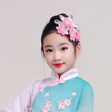 2024年六角带花银色头饰儿童中国风表演服古典演出服饰品头花