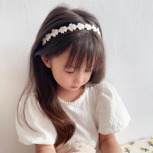 儿童法式清新刺绣花朵甜美淑女发箍超仙公主蕾丝珍珠网纱发箍头箍