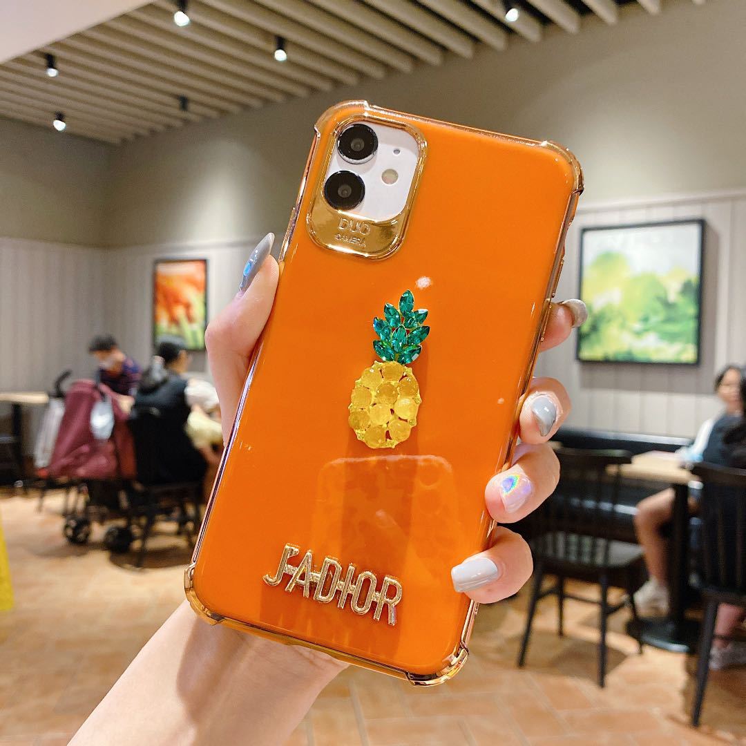 简约酷酷11max软壳苹果12水钻菠萝适用苹果11手机壳iphone 11pro