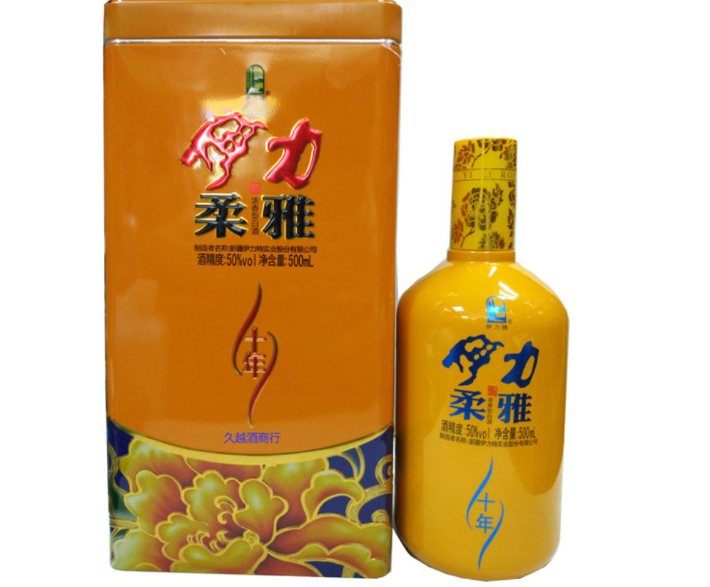 新疆伊力柔雅十年铁盒10年500ml*50度*6瓶/箱浓香型白酒整件包邮