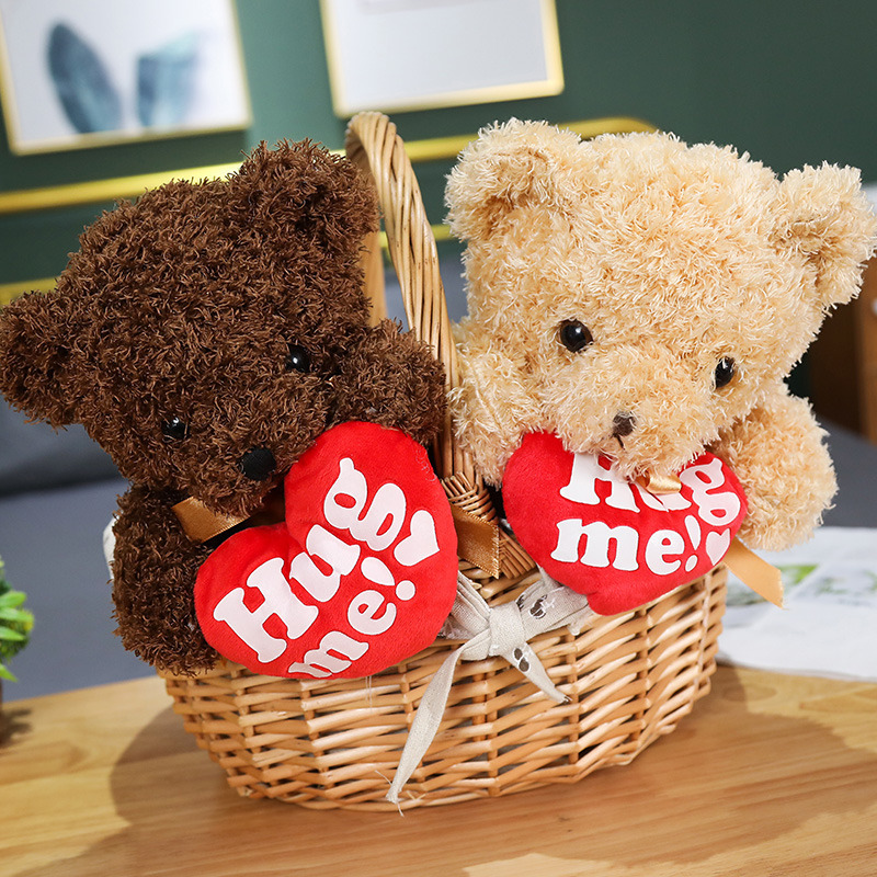 跨境抱心爱心毛绒小熊拥抱我泰迪熊毛绒公仔儿童礼物女生表白礼物