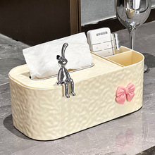 多功能纸巾盒客厅奶油风轻奢茶几创意高级感餐巾纸遥控器抽纸盒子
