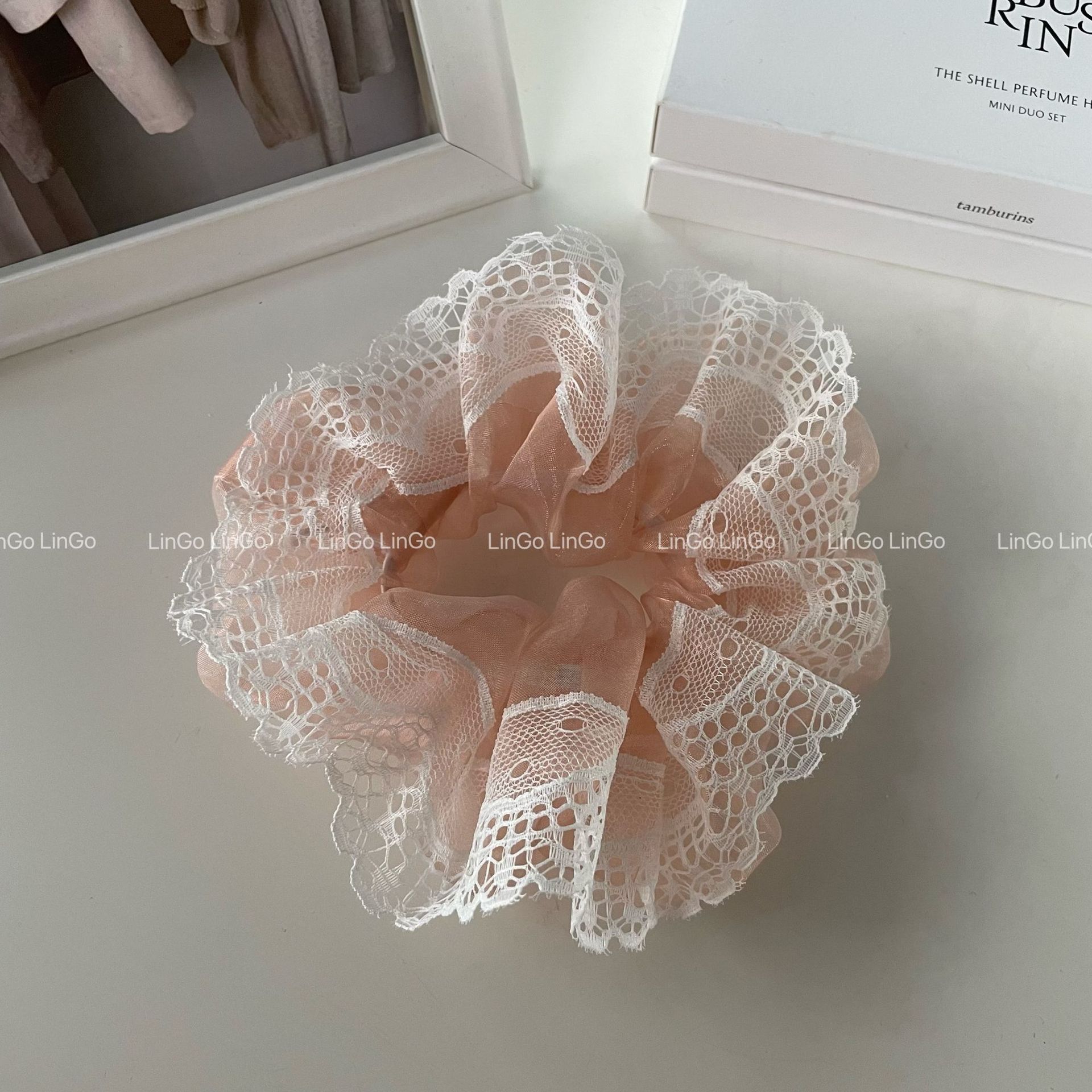 Korean Spring Organza Lace Edge Large Intestine Simple Fresh Head Ring High-Grade Sense Headband Headdress Super Fairy Hair Tie