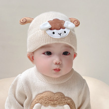 宝宝帽子可爱新生儿套头帽秋冬季毛线针织加厚保暖婴幼儿护卤门