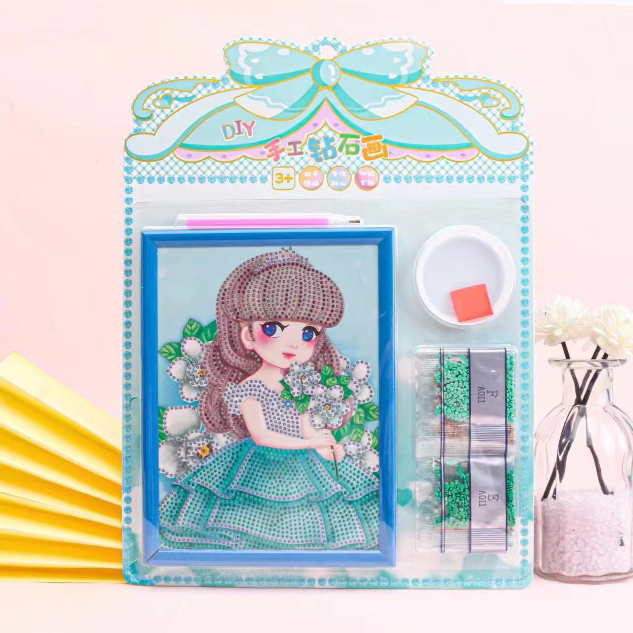 DIY Handmade Diamond Painting Children's Creative Handmade Diamond Paste Painting Two-in-One Photo Frame Diamond Painting Set