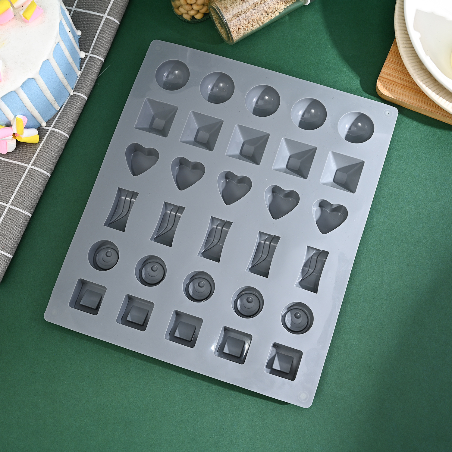 Diy Edible Silicon Chocolate Silicone Mold 30 Grid Square Love Household Handmade Cake Mold Ice Tray