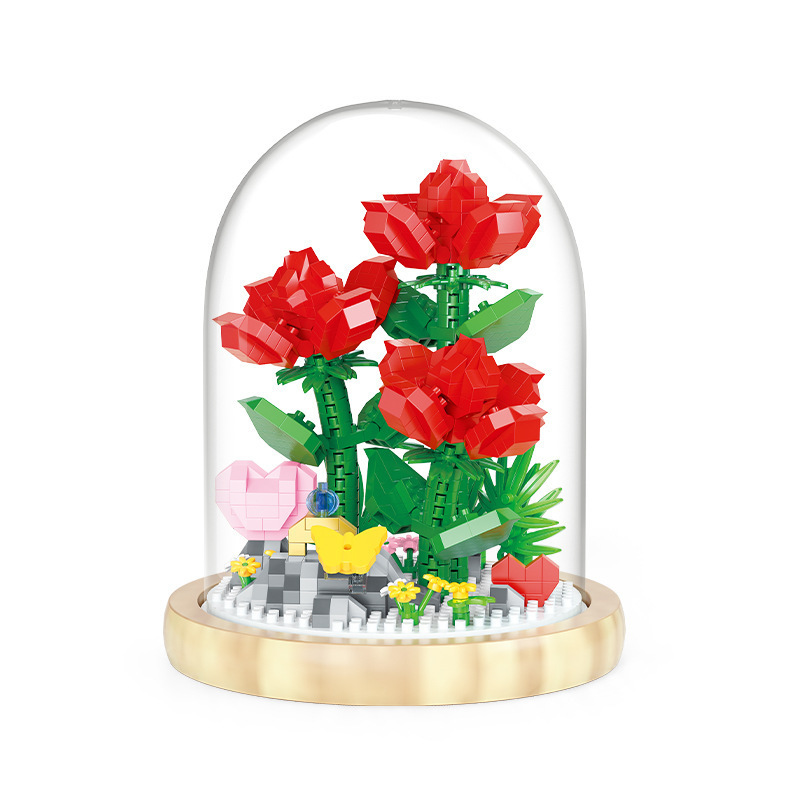 Compatible with Lego Small Particles Eternal Rose Building Blocks Bouquet Simulation Flower Toys Girls Valentine's Day Birthday Gift