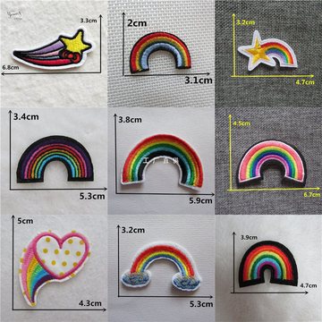 时尚彩虹卡通儿童刺绣补丁徽章diy手工贴布贴衣服牛仔裤子配件