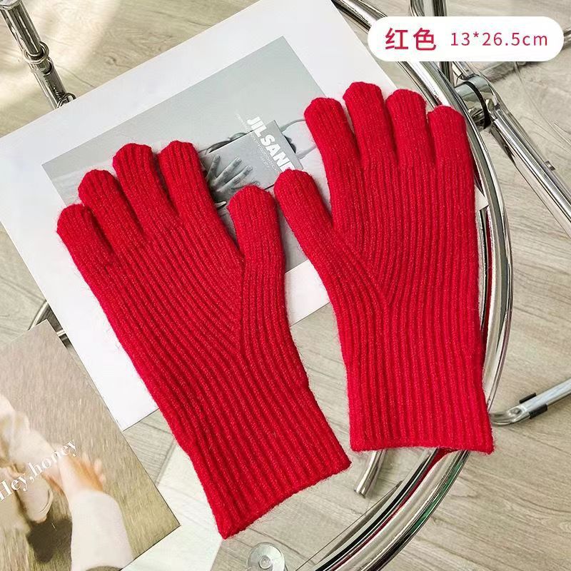 Autumn and Winter Women's Knitted Gloves Fashion Solid Color Finger Exposed Touch Screen Gloves Winter Warm Gloves