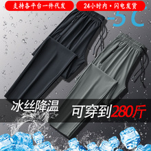 休闲裤男裤薄款夏季速干冰丝2024新款男士大码直筒运动长裤子男装