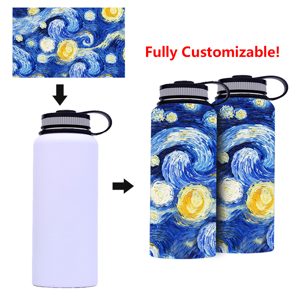 Customized DIY Full Printing Sublimation 5D Stainless Steel Vacuum Cup Outdoor Portable 32oz Large Capacity Car Sports Bottle