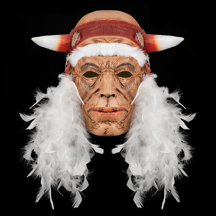 万圣节面具乳胶头套印第安酋长同款头套扮演cos化妆舞会扮演道具