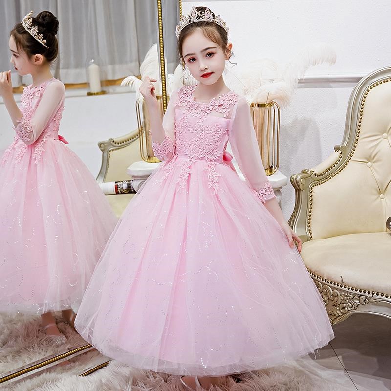 公主裙女童连衣裙蓬蓬纱中大童小主持钢琴演出服儿童礼服洋气