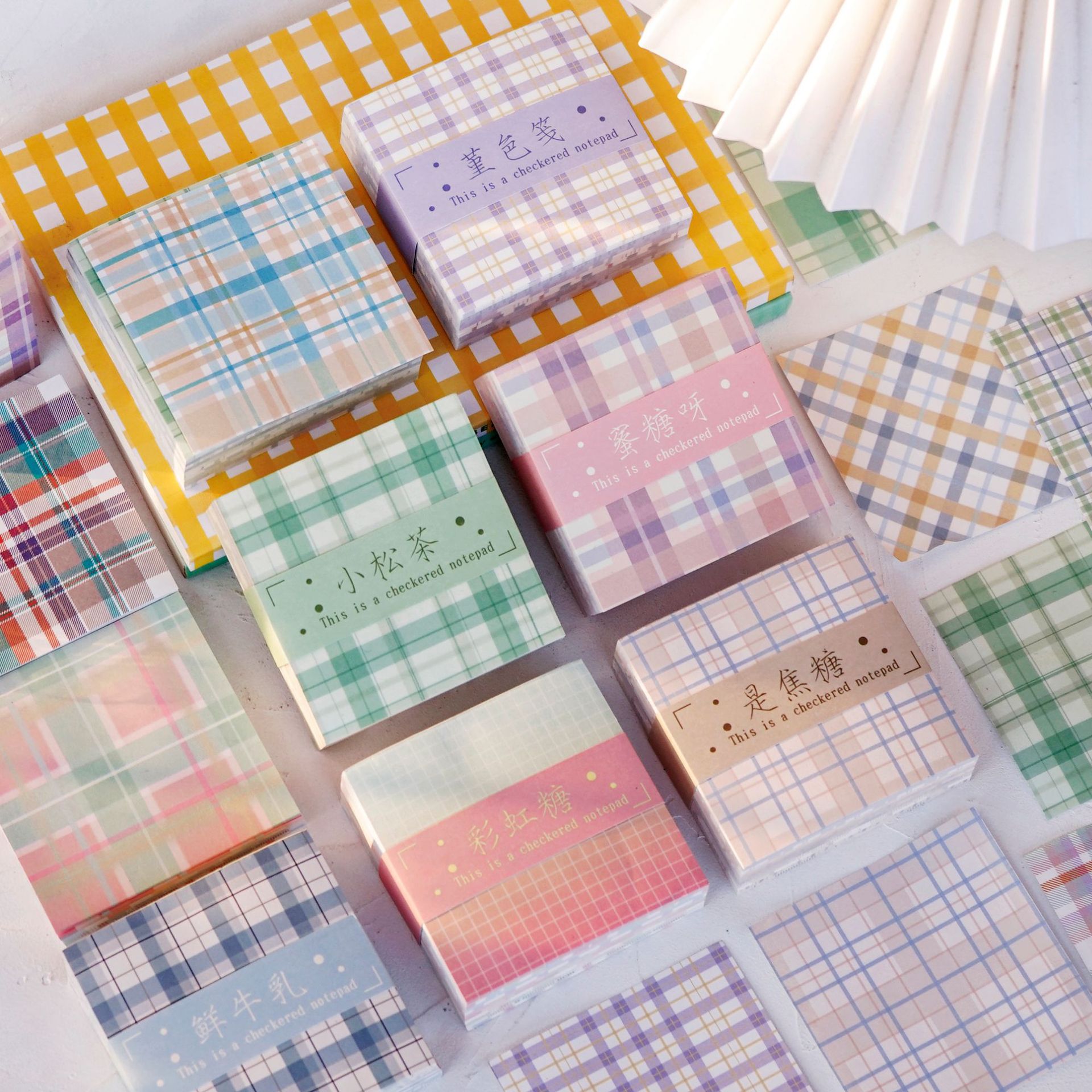 麦猫 格子日常便签纸 ins风学生随身手账 便签纸 格纹彩色记事贴