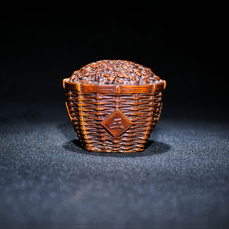 一件代发做旧仿古古玩中式客厅书房客厅黄杨木雕刻五谷丰登摆件