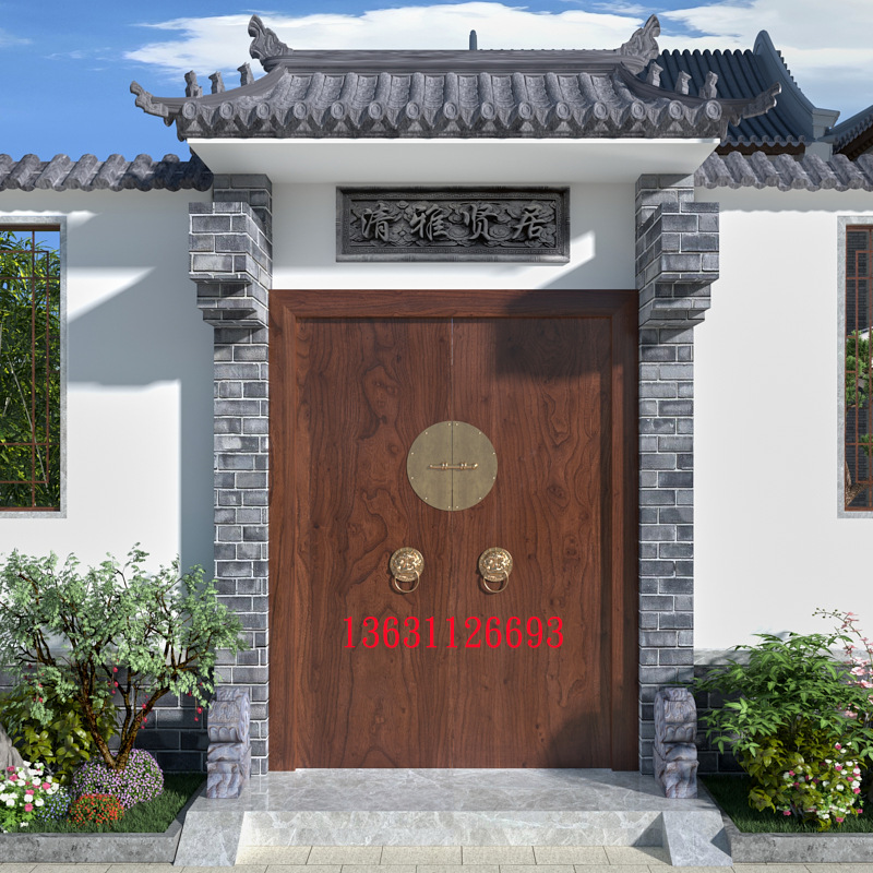 农村实木双开大门