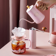 雪昂 粉色玻璃手冲咖啡壶套装漏斗滤纸v60 滤杯分享壶咖啡手冲壶