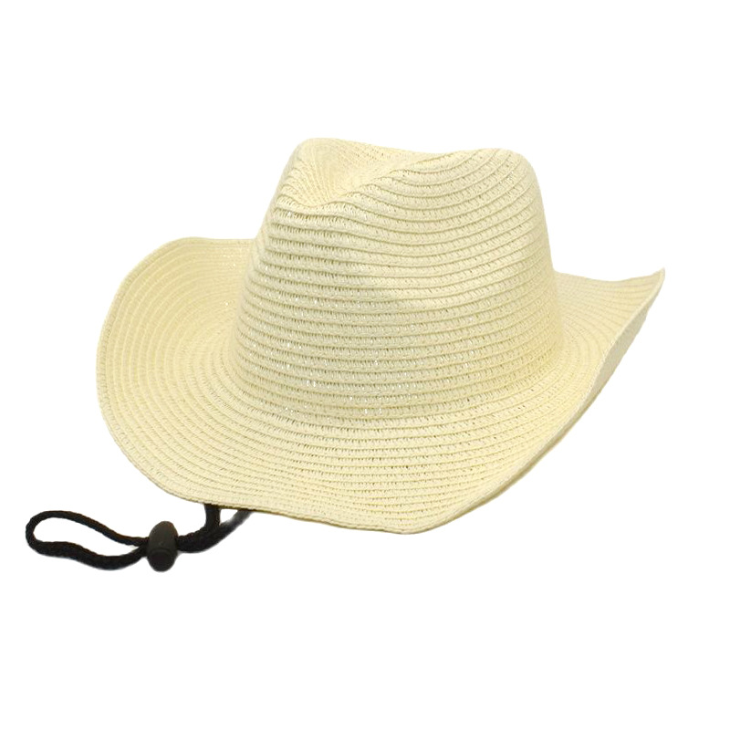 Foreign Trade Men's Western Cowboy Hat Sun-Proof Straw Hat Beach Sun Hat Men's and Women's Summer Fedora Hat Sun Hat Tide