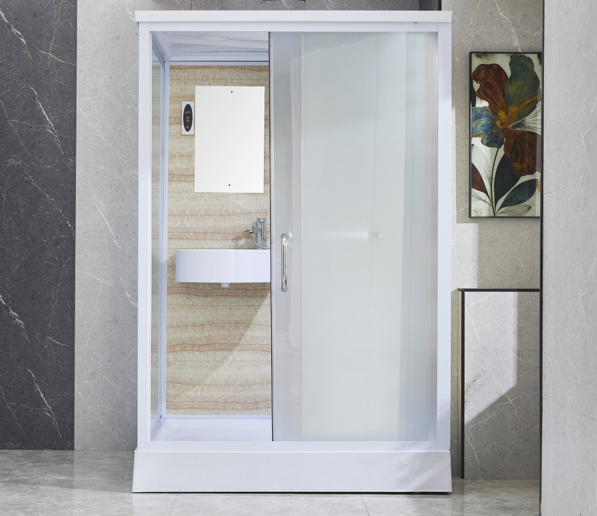 0成交1件简易淋浴房整体一体淋浴房钢化玻璃弧扇形方形浴室冲淋房移门