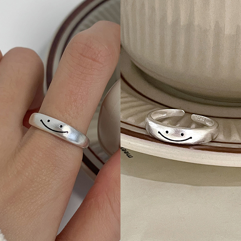 Korean Style Happy Smiley Love Wear Combined Ring Set Women's Light Luxury Cold Special-Interest Design Senior Index Finger Ring