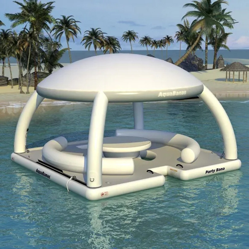 Inflatable Float Tent Yacht Party Bar Floating Platform Casual Belt Sunshade Sofa Recliner Float Floating Island