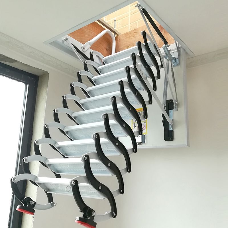 半自动阁楼伸缩楼梯复式家用室内旋转隐形收缩钢木折叠升降楼梯子