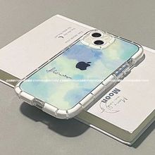 蓝白云朵渲染适用苹果13手机壳12promax透明荧光iPhone11女xs软xr