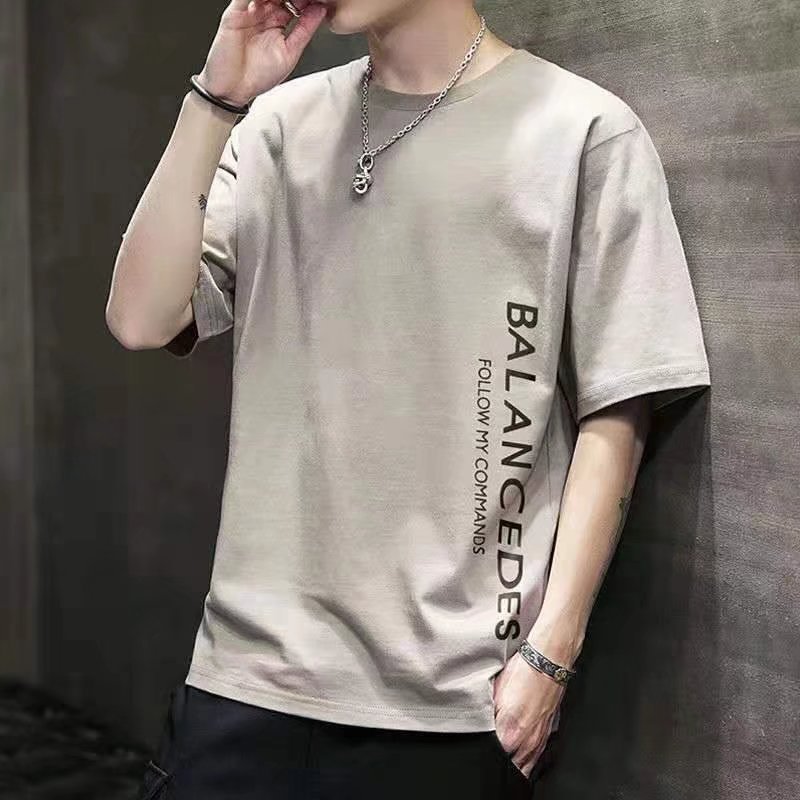   2022 New Men's T-shirt Short-Sleeved Bottoming Shirt Menswear T-shirt Half Sleeve Printing Stall Fashion Summer Factory Goods