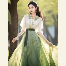 夏日多巴胺穿搭新中式国风减龄漂亮洋气薄荷曼波绿色衬衫裙子套装