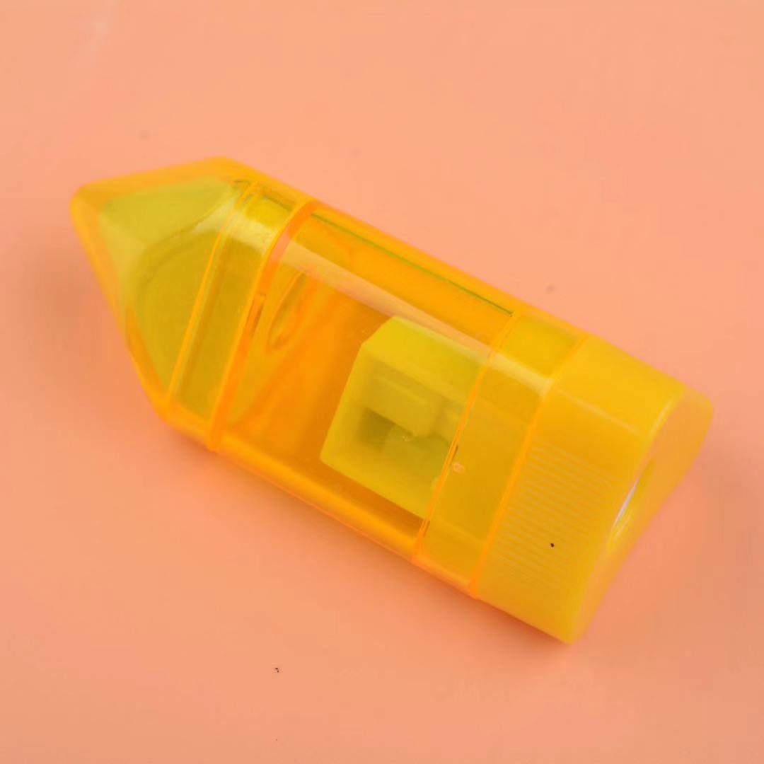 Glossy Single Hole Plastic Pencil Sharpener with Rubber Penknife Student Pencil Sharpener LOGO Customizable