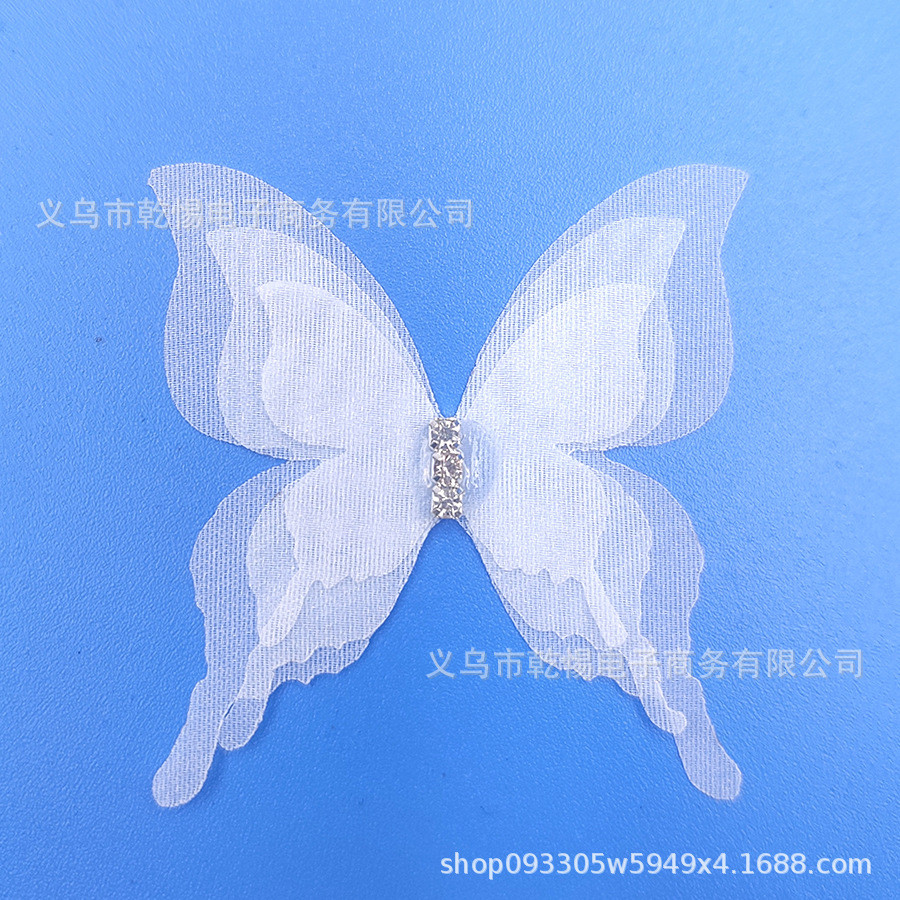 [Factory Goods] New Three-Layer Diamond Three-Dimensional Tulle Butterfly Brooch Colorful Simulation Fabric Diy Pin Accessories