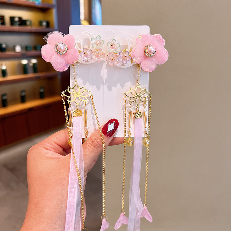 Ancient Costume Han Chinese Clothing Headdress Tassel Buyao Hair Accessories Girls Super Fairy Barrettes Antique Hairpin Barrettes Children Butterfly Hairpin