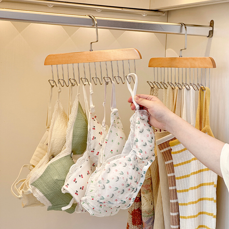 木质吊带衣架宿舍神器家用内衣背心领带收纳宿舍挂钩波浪晾衣架