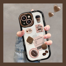 适用苹果14手机壳新女款iPhone13pro咖啡豆立体公仔15透明硅胶xr