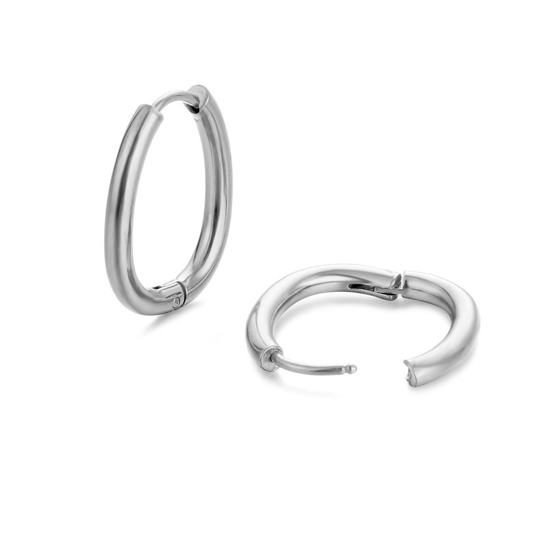 European Hip Hop Stainless Steel Ear Ring Cold Wind Geometric Oval Earrings Female Titanium Steel U-Shaped Coil Ear Clip Ornament