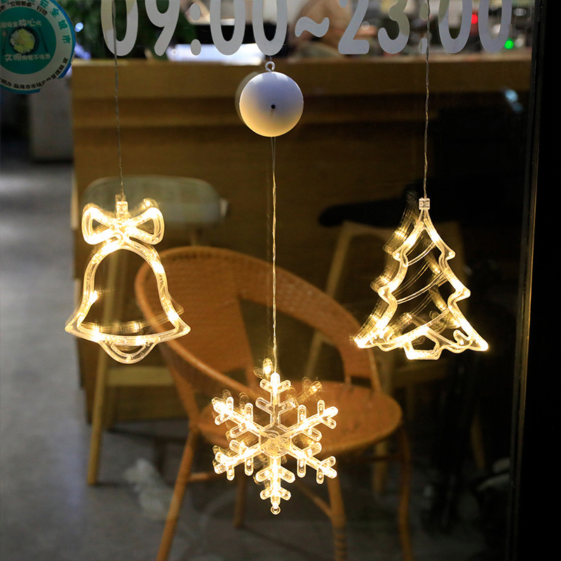 厂家直供led吸盘灯 圣诞雪人圣诞树五角星彩灯 室内橱窗装饰灯串