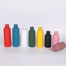 跨境美式高颜值运动瓶304不锈钢磨砂小口瓶双层橡胶漆直身保温杯
