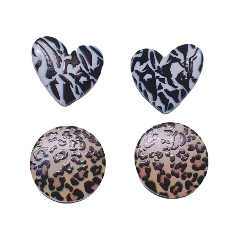 Leopard Zebra Print Geometric Ear Studs Sterling Silver Needle Exaggerated Niche Design Personalized High-Grade Earrings