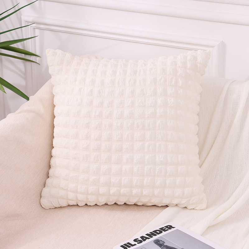 Solid Color Elastic Cream Ins Style Small Puff Pillow Cushion Bed Pillow Decorative Living Room Sofa Pillow Cases