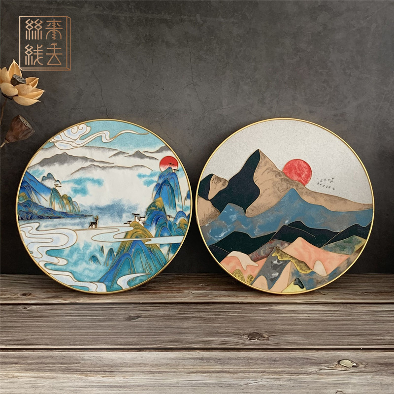 山水画入门级diy金丝珐琅画新中式景泰蓝掐丝画材料培训亲子手工