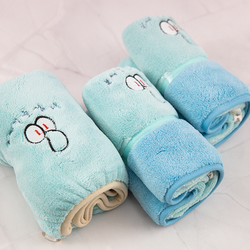 韩国新款阿里郎毛巾海绵宝宝卡通珊瑚绒套装吸水干发帽家用洗头巾