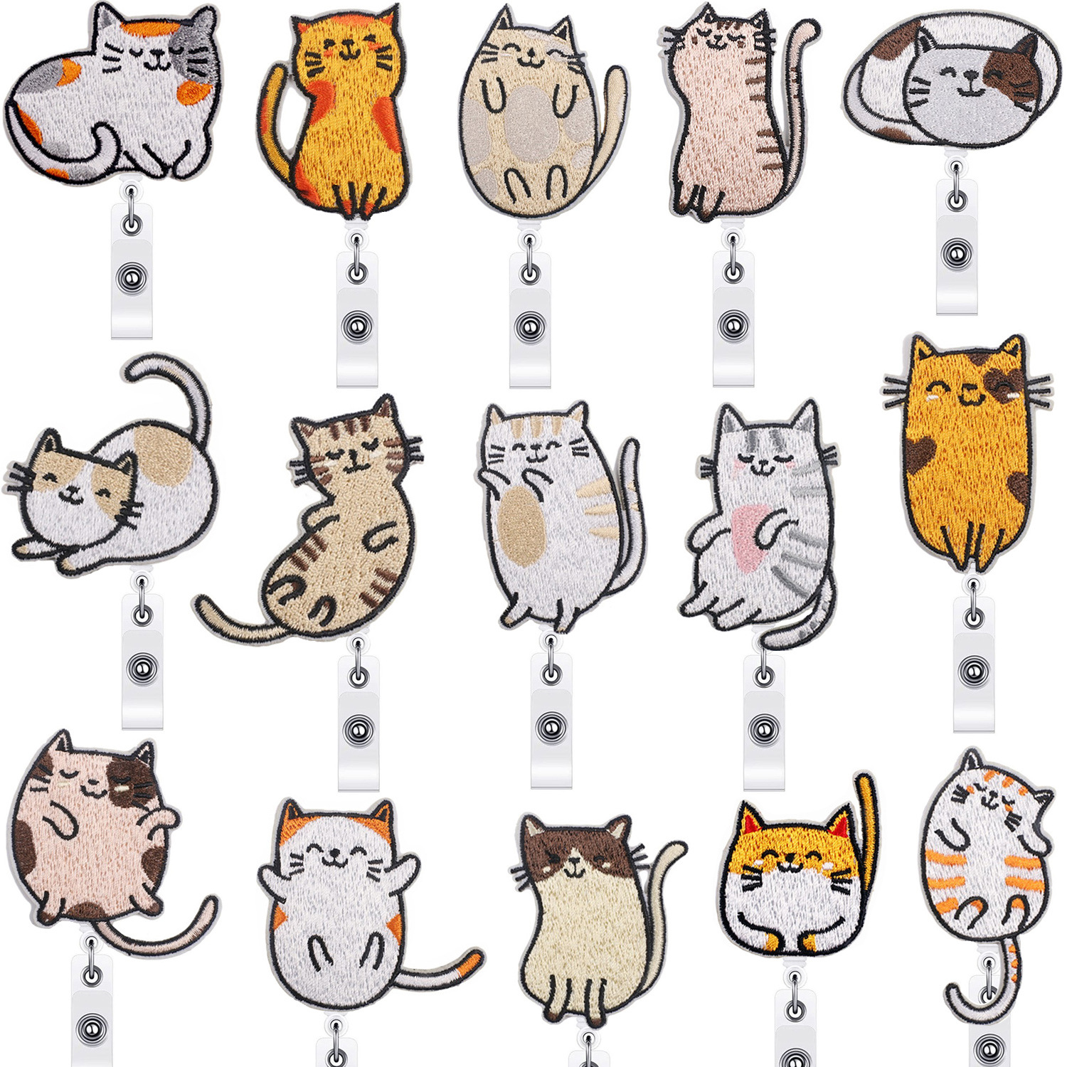 xiao tian lazy cat easy-pull buckle embroidery cloth stickers crocodile clip computer embroidery logo cartoon cat patch stickers easy-pull