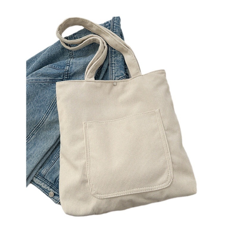Corduroy Tote Bag New Fashion Large Capacity Literary Handbag Girl Student Female Bag Class Messenger Bag